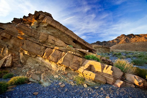 Shale Outcrop Bathed in Golden Light