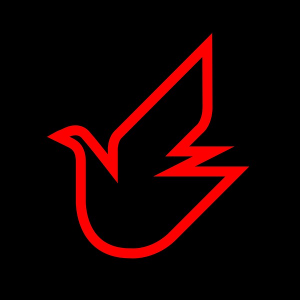 Dove of Peace red on black made for UNICEF