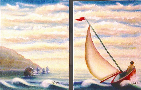 early morning on the sea - diptych