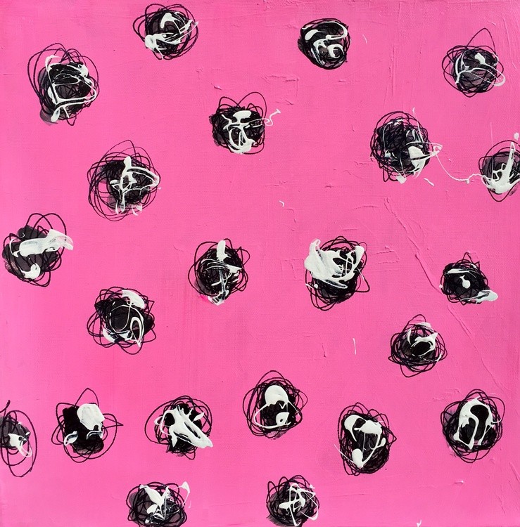 39. Champagne au matin Acrylic, Watercolor on Canvas 40x40cm,