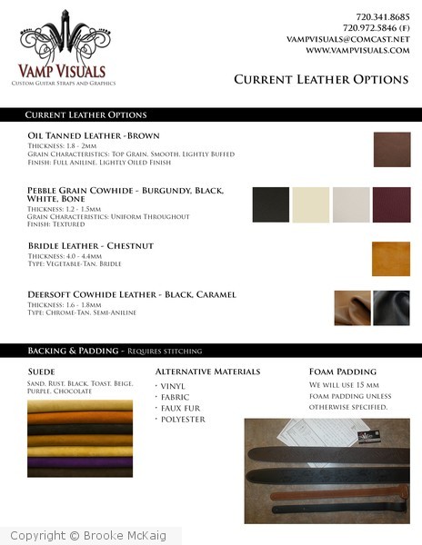 Custom Leather Guitar Strap - Leather Options