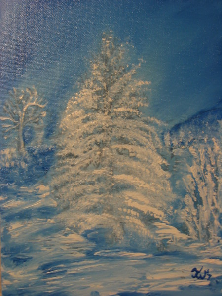 Blue Winter Series 9 - Snowcovered Tree