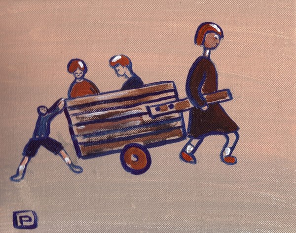 CHILDREN WITH A CART