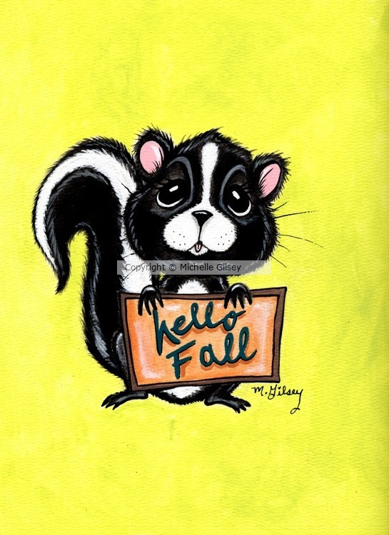 Hello Fall Autumn Skunk  