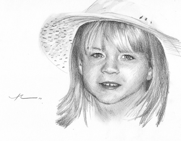 girl in hat drawing