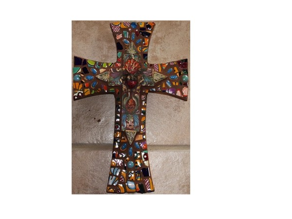 Talavera Sacred Heart Mosaic Cross