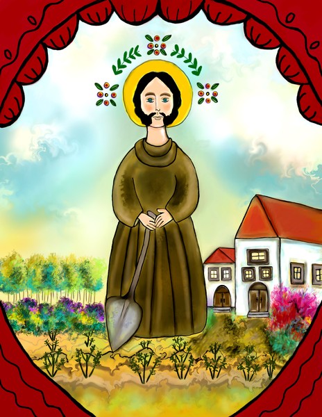 SAINT FIACRE PATRON OF GARDENERS by Frances Perea | ArtWanted.com