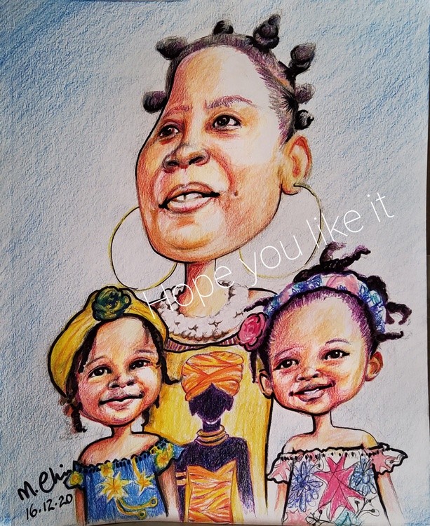 Family portrait, caricature style