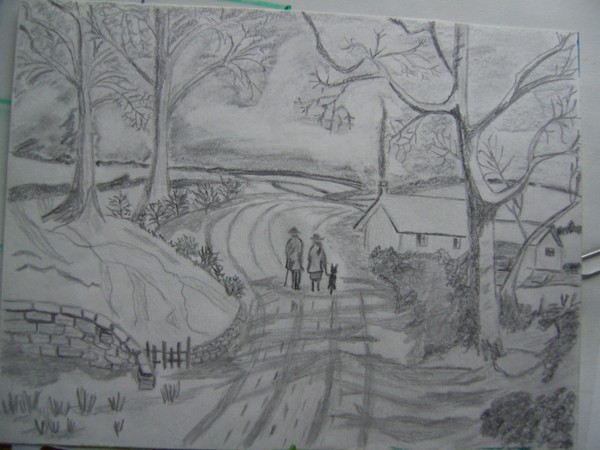 Tonal Drawing Of Winter Landscape By Joyce Connor Artwanted Com