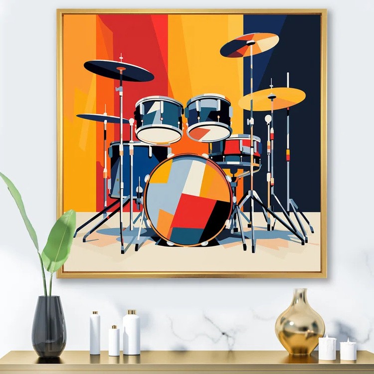 Drums mixed media 11' x 20' Original Drum Kit