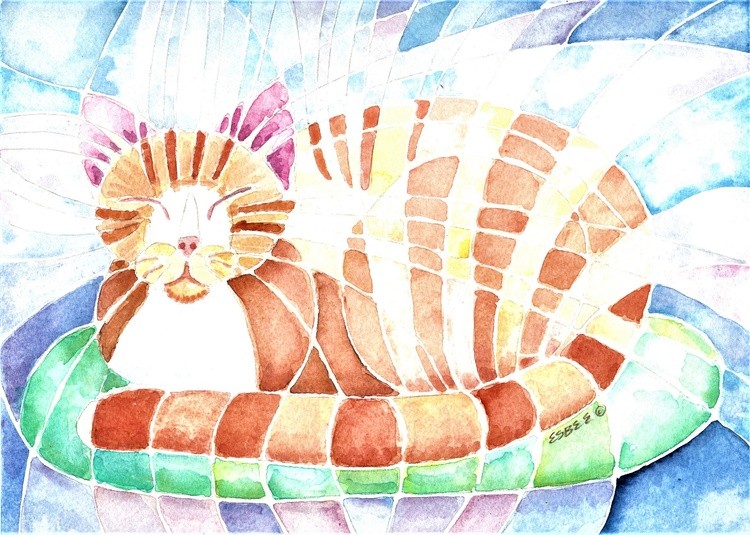 CAT ON PILLOW 