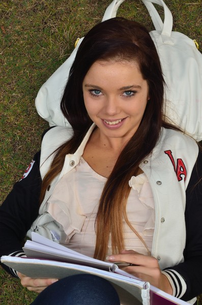 Teenager studying