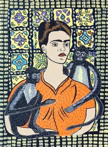 Frida with spider monkeys