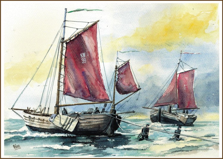 Draging fishing-boats on the beach