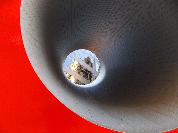 building through a sculpture