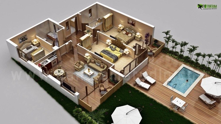Traditional Residential House 3D Floor Plan Design by Architectural Rendering Company,Ohio-USA