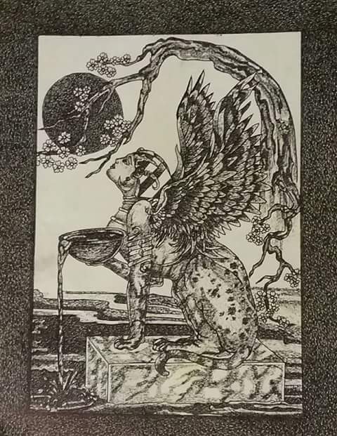 Sphinx stippling drawing 