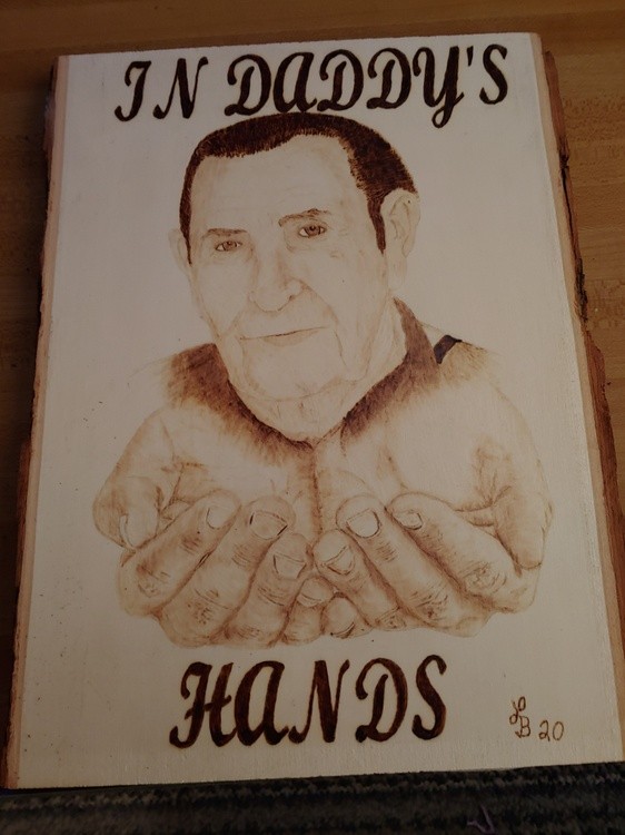 In father's hands