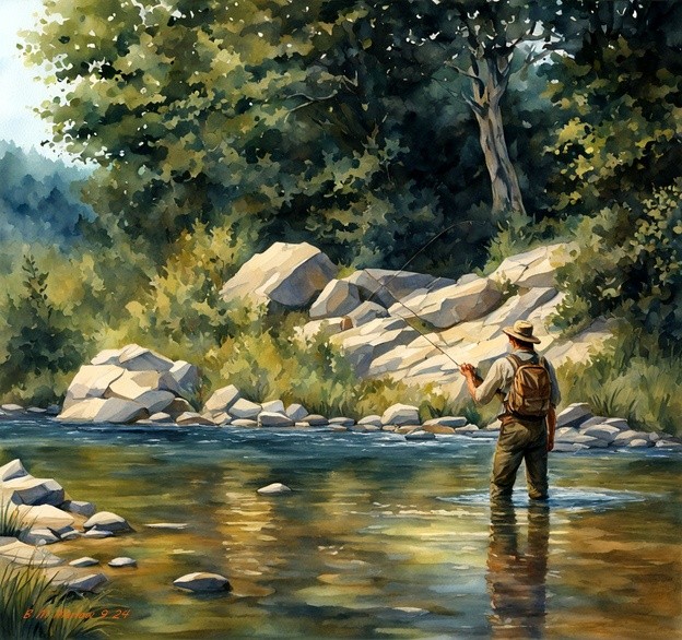 Fly fishing the stream