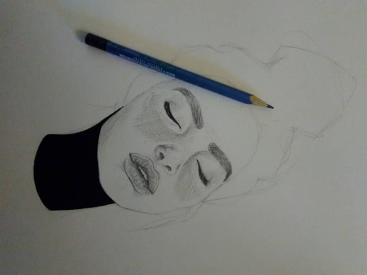 WIP artistgirlportraitgraphitegraphitedrawinginstaartsketchdrawingwipartartworkacrylicacrylicpaintin
