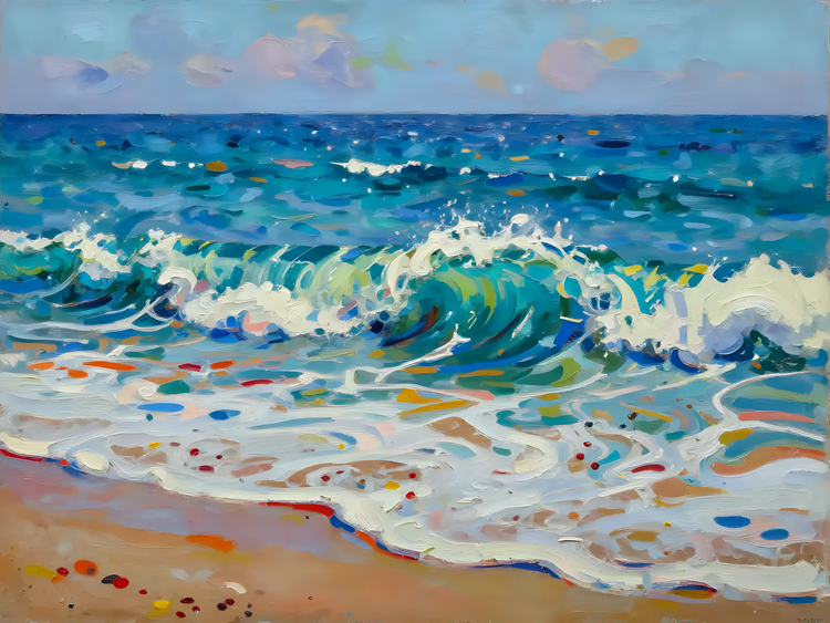 Colorful Ocean Wave Scene