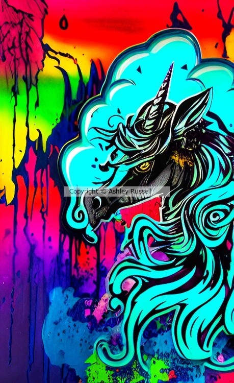 Unicorn-Smokey Ink Drip