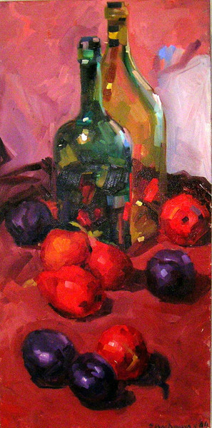 plums in red