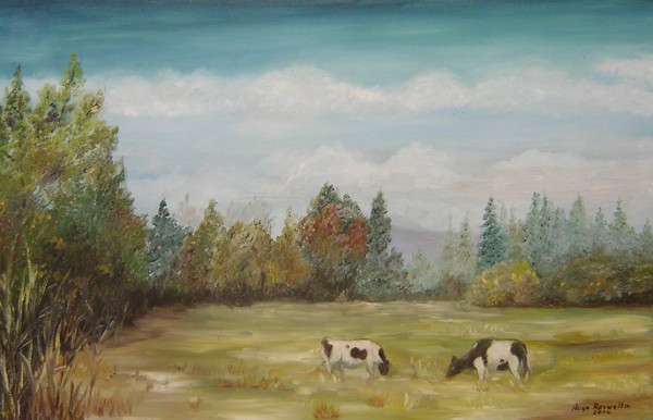 Two cows on the meadow