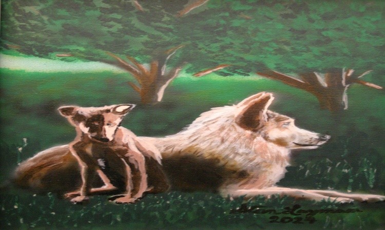 Wolf and pup