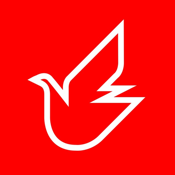 Dove of Peace white on red made for UNICEF