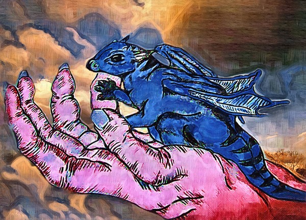 releasing the little sky dragon