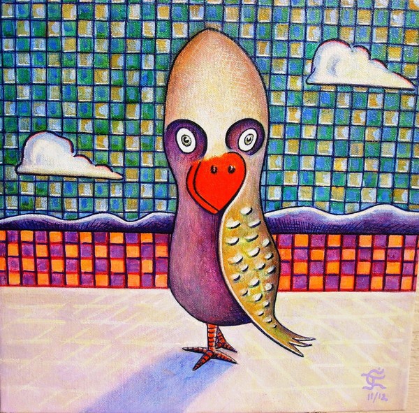 A Most Cerebral Bird (acrylic)