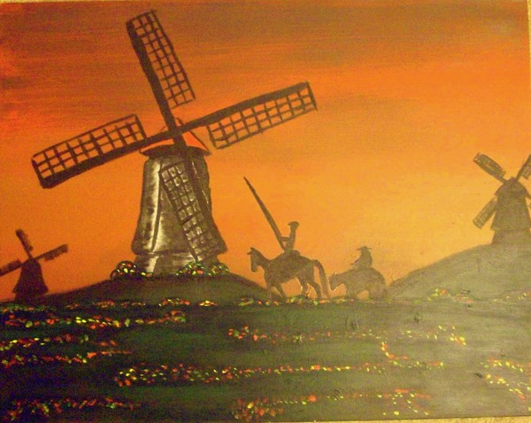 Don Quijote, Sancho and the Mills