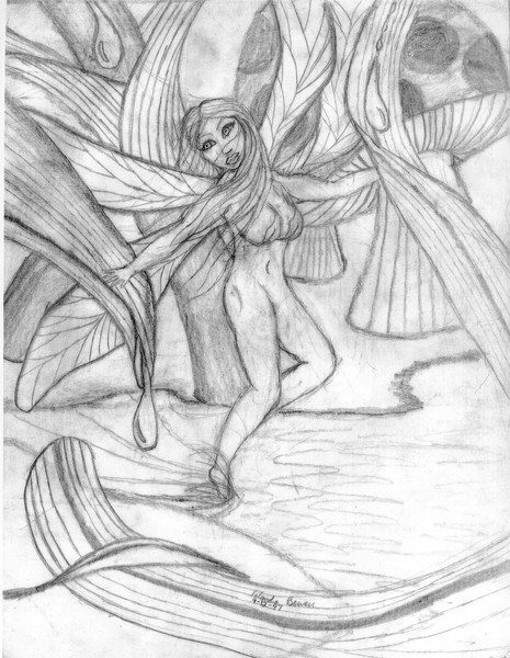 fairy skimming water