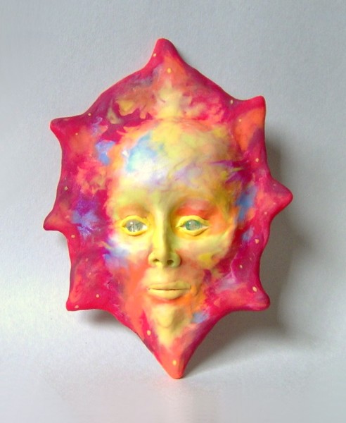 Red Star Face Sculpture