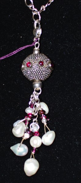 Garnet and Fresh Water Pearl Enhancer Charm