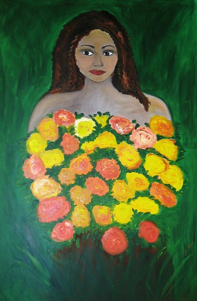 autoritratto con flores
