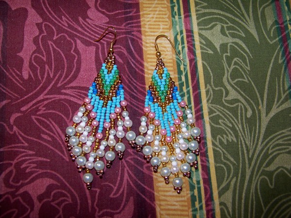 Hand Beaded Chandelier Earrings