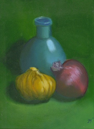 still life with blue bottle