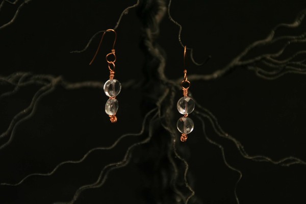 Blue Quartz and copper earrings