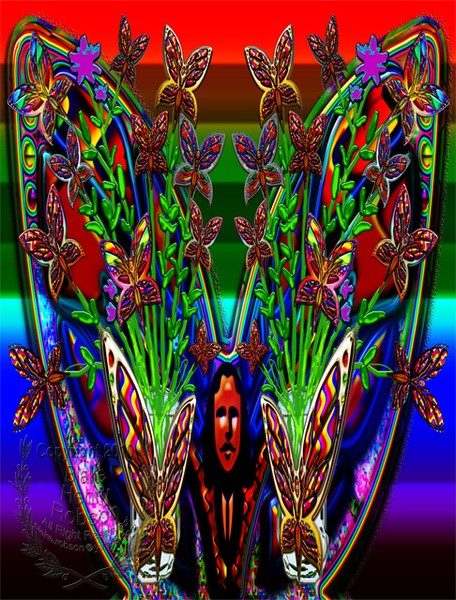 Butterfly Woman Flowers Vase Set