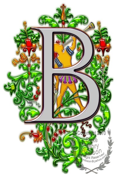 monogram B bugler royal floral art