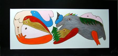 MADEIRA  ACRILICA MISTA 120X60 - AMOR PRE-HISTORICO