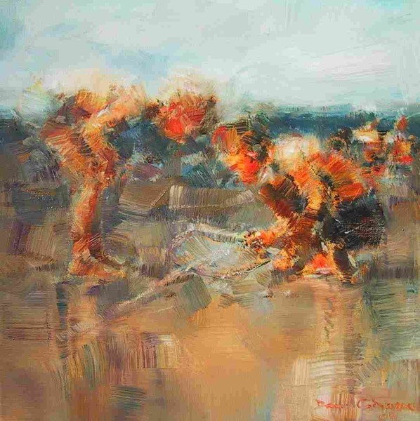 The beach 50 x 50 cm oil on linen