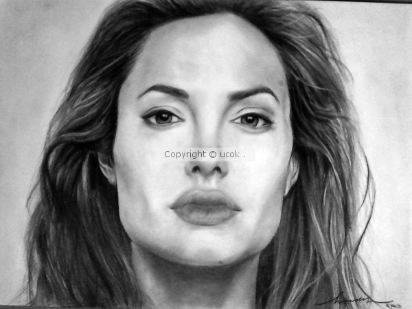Angelina Jolie Original Pencil Drawing
