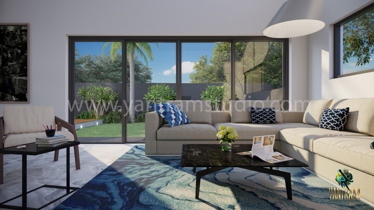 3d walkthrough of farmhouse Interior living area