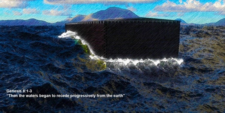 Then the waters began to recede progressively from the earth