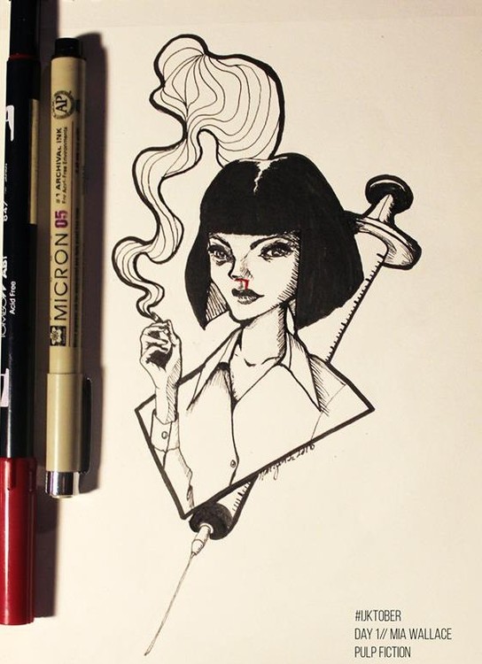 Inktober 2018 Day 1 // Mia Wallace // Pulp Fiction