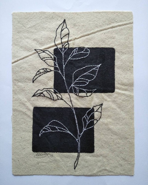 Only pricked my finger about 20 times making this progress artleavespaintinginstaartsewingleafcanvas