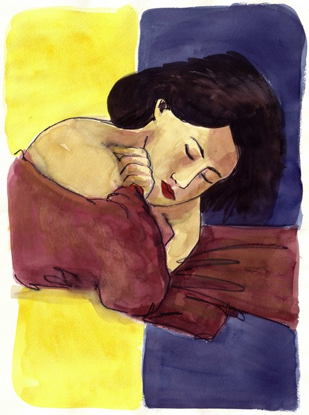 Yumi sleeps in yellow